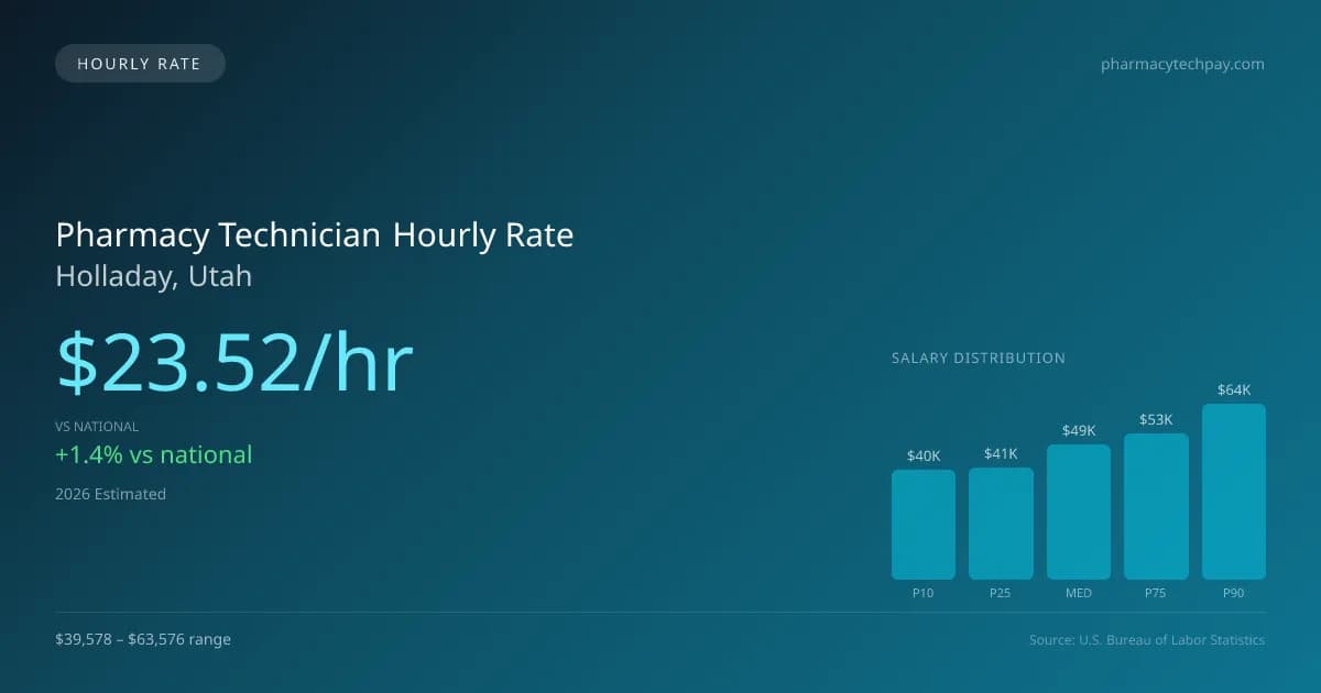 Pharmacy Technician Hourly Rate in Holladay, UT — 2026 est., based on 2025 BLS