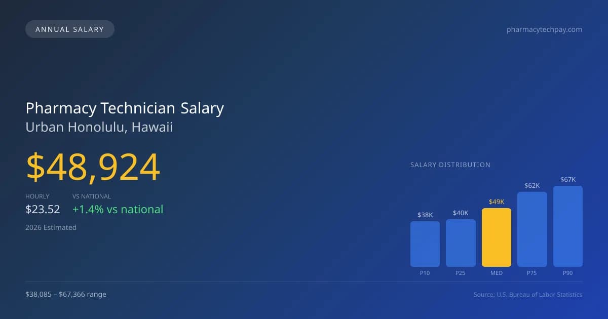Pharmacy Technician Salary in Urban Honolulu, HI — 2026 est., based on 2025 BLS