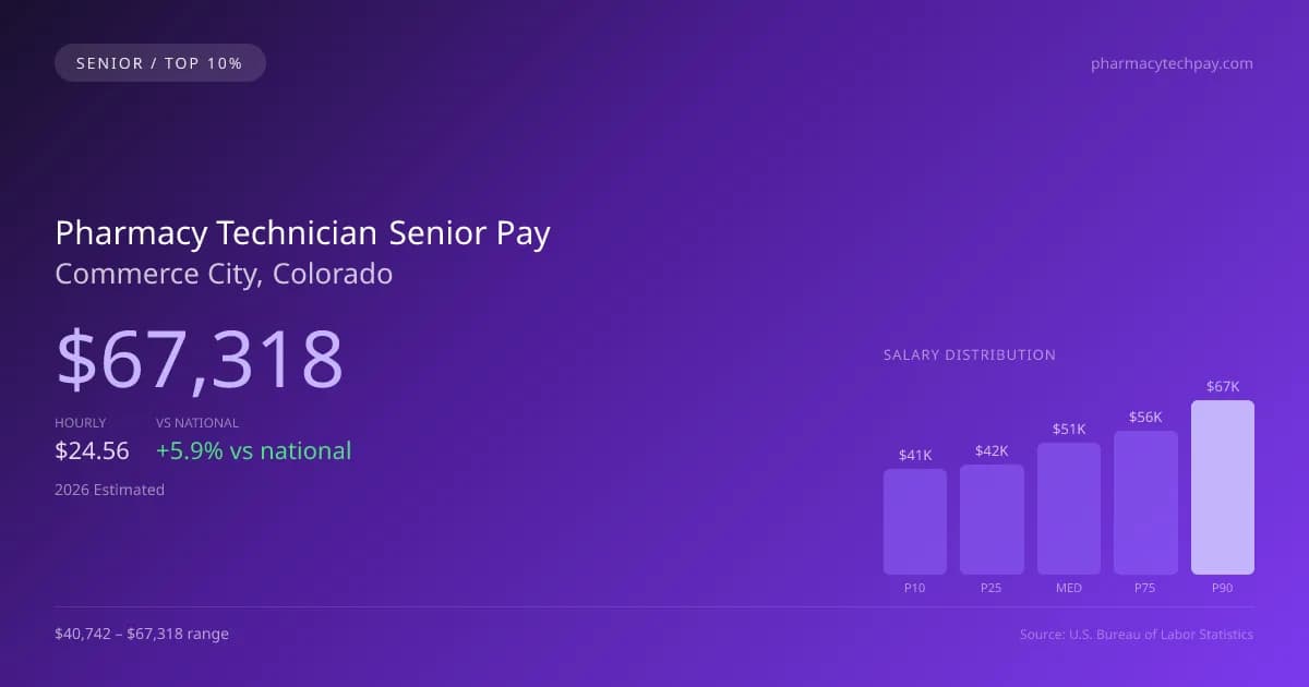 Pharmacy Technician Senior Salary in Commerce City, CO — 2026 est., based on 2025 BLS