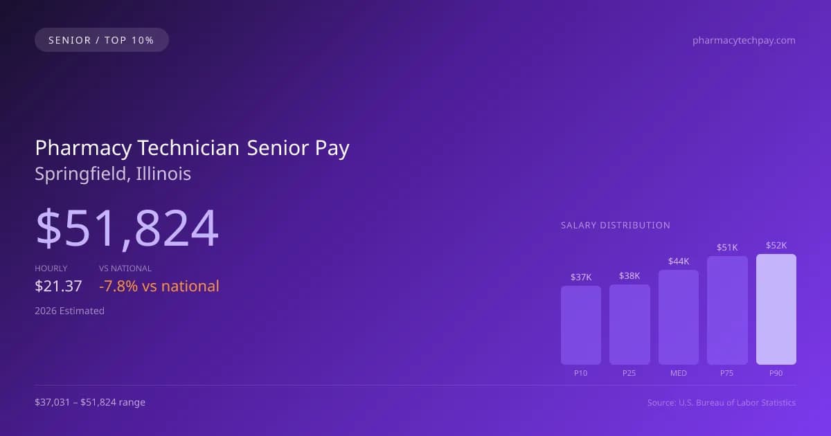 Pharmacy Technician Senior Salary in Springfield, IL — 2026 est., based on 2025 BLS