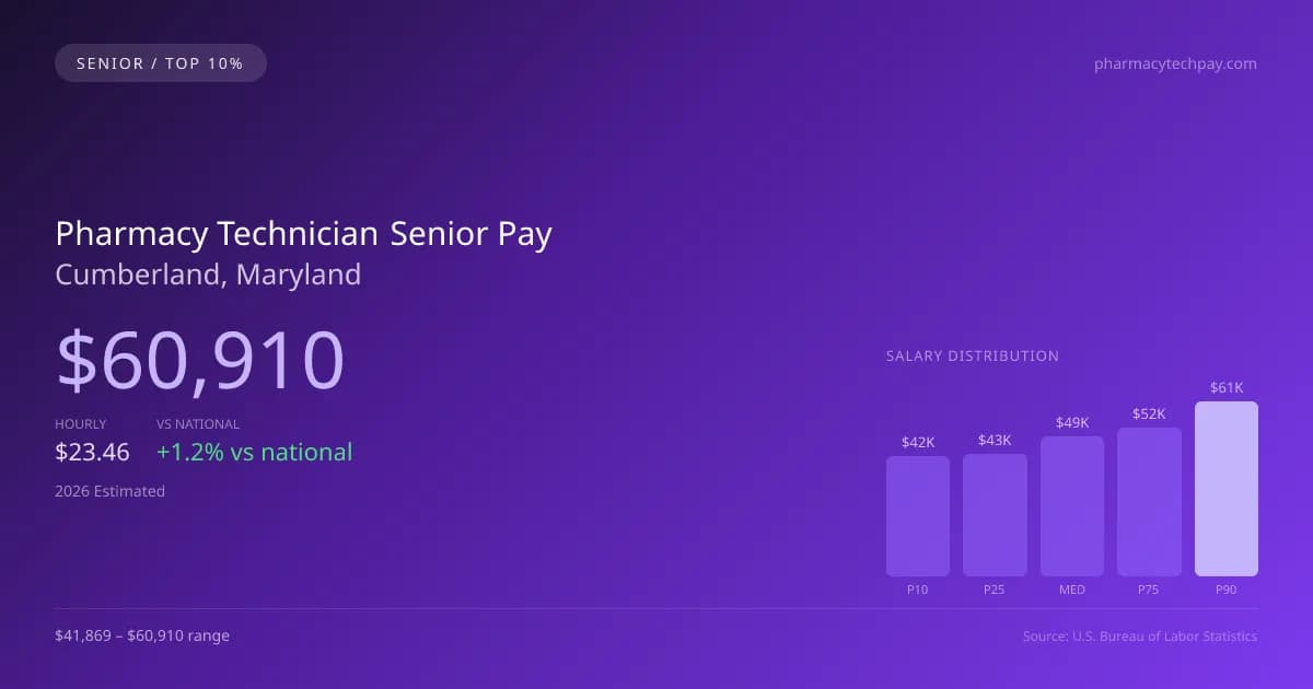 Pharmacy Technician Senior Salary in Cumberland, MD — 2026 est., based on 2025 BLS