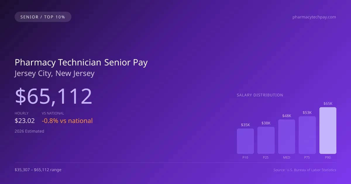 Pharmacy Technician Senior Salary in Jersey City, NJ — 2026 est., based on 2025 BLS