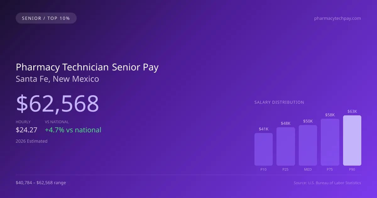 Pharmacy Technician Senior Salary in Santa Fe, NM — 2026 est., based on 2025 BLS