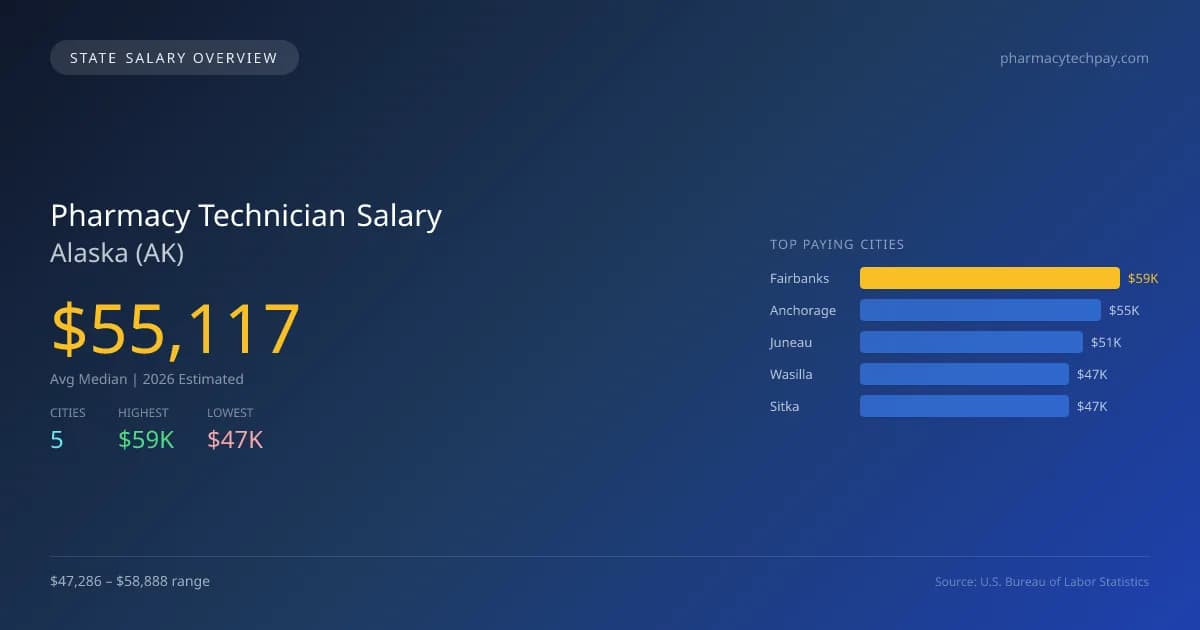 Pharmacy Technician Salary in Alaska - 2025 BLS Data Infographic