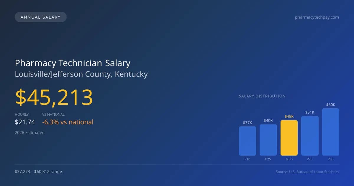 Pharmacy Technician Salary in Louisville/Jefferson County, KY — 2026 est., based on 2025 BLS