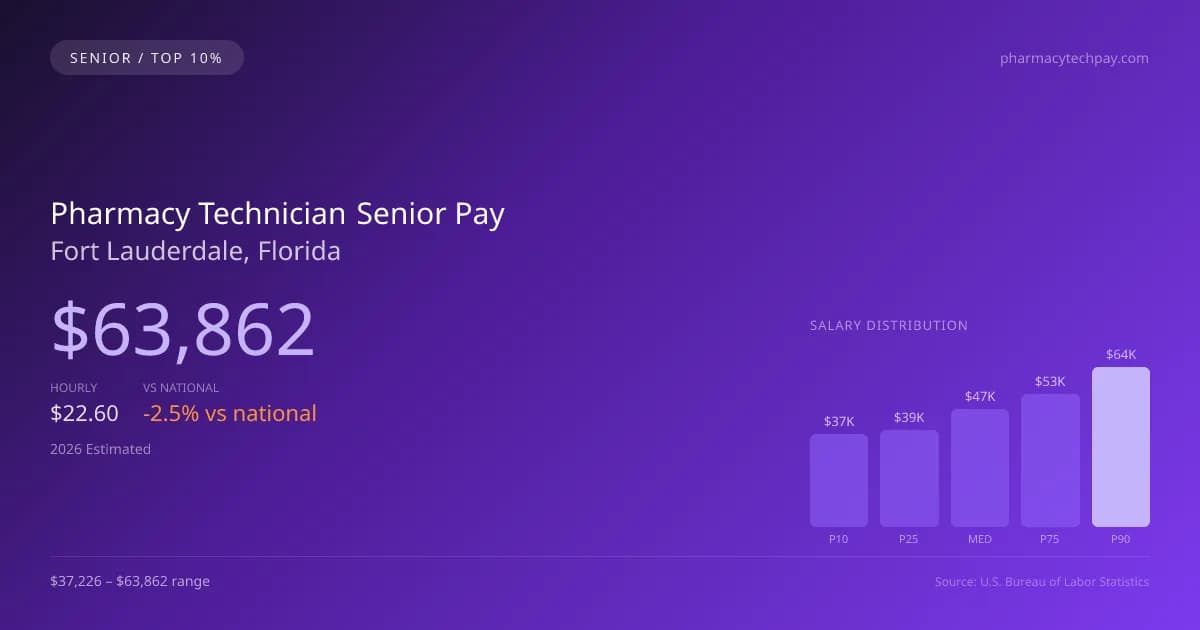 Pharmacy Technician Senior Salary in Fort Lauderdale, FL — 2026 est., based on 2025 BLS