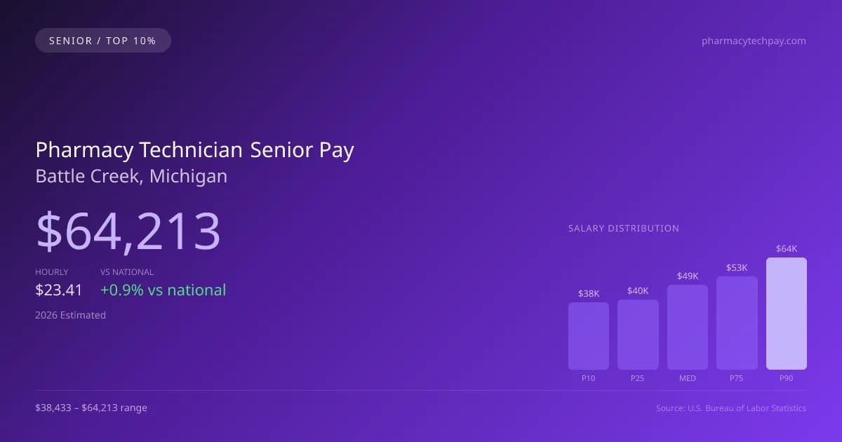 Pharmacy Technician Senior Salary in Battle Creek, MI — 2026 est., based on 2025 BLS