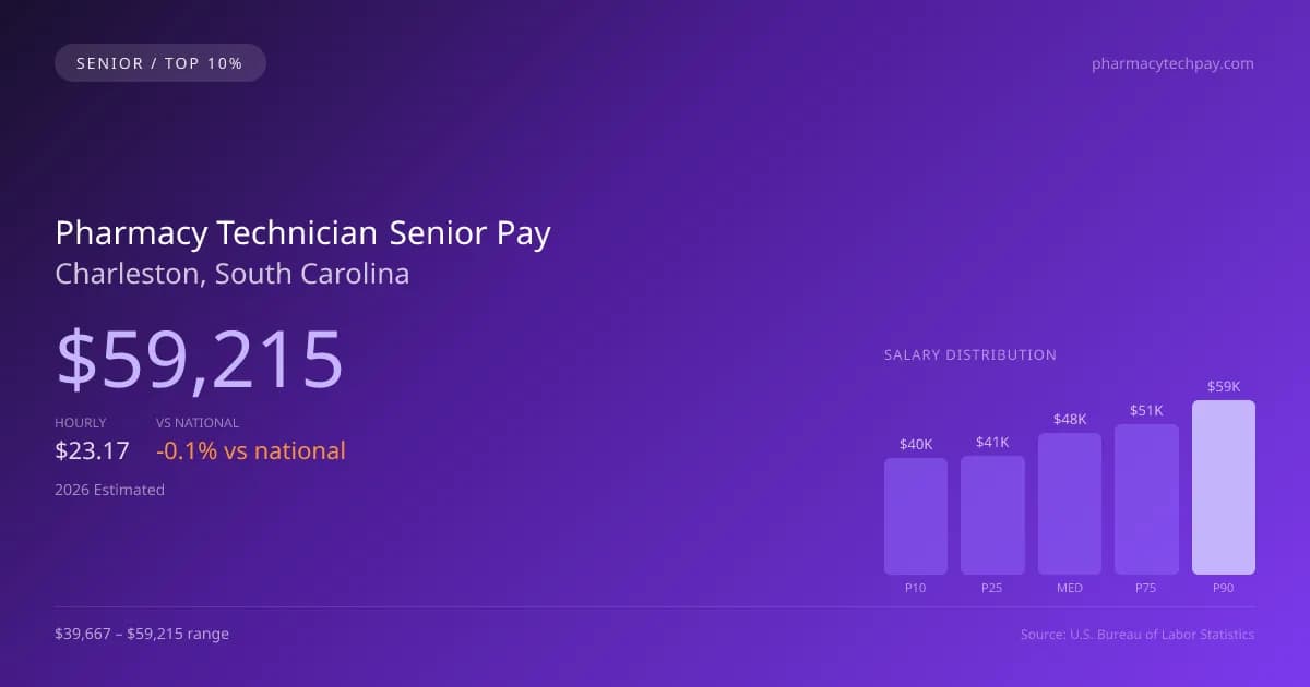 Pharmacy Technician Senior Salary in Charleston, SC — 2026 est., based on 2025 BLS