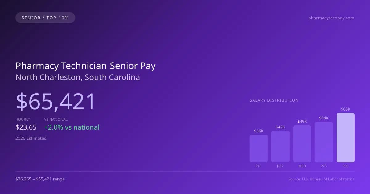Pharmacy Technician Senior Salary in North Charleston, SC — 2026 est., based on 2025 BLS