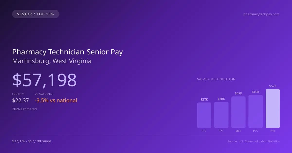 Pharmacy Technician Senior Salary in Martinsburg, WV — 2026 est., based on 2025 BLS