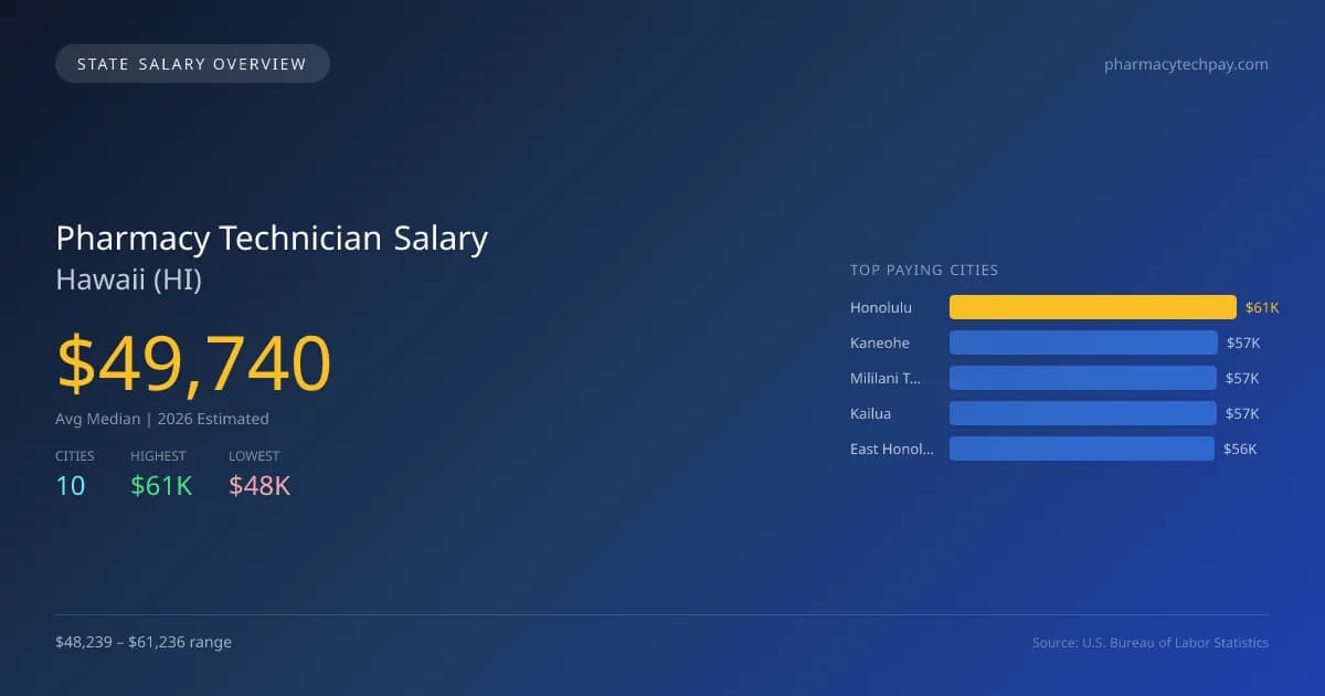Pharmacy Technician Salary in Hawaii - 2025 BLS Data Infographic