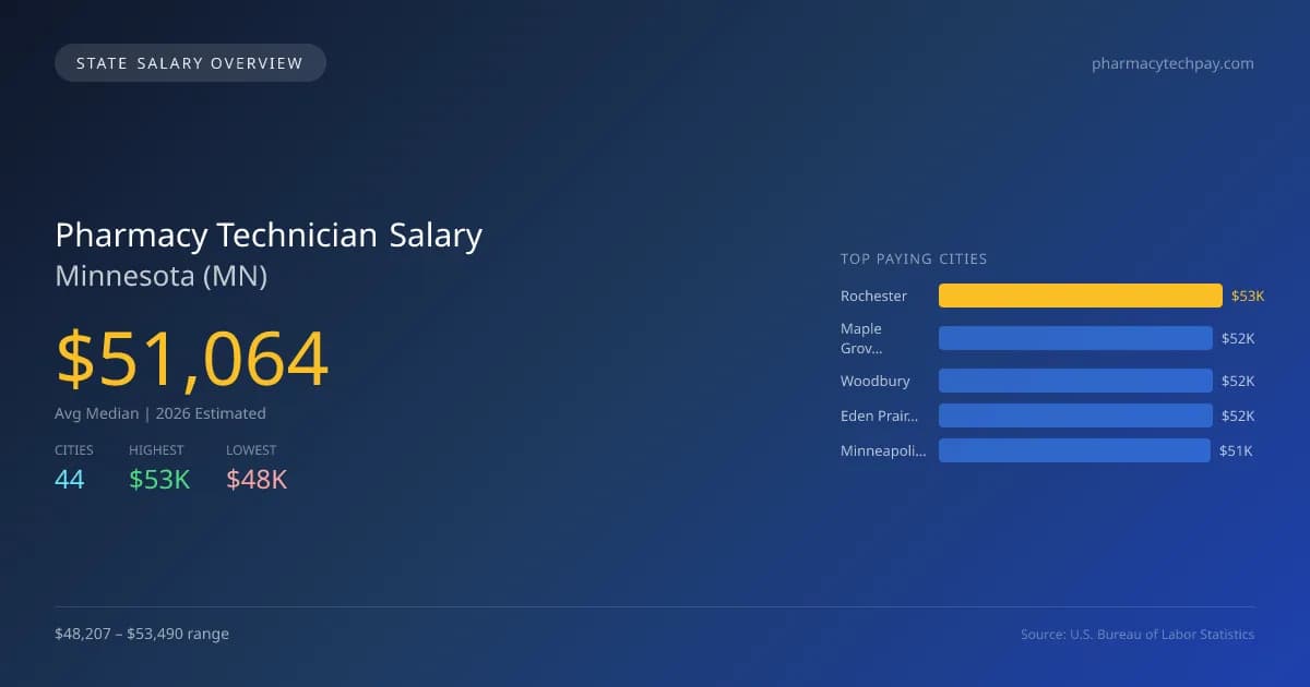 Pharmacy Technician Salary in Minnesota - 2025 BLS Data Infographic