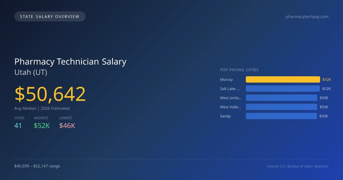 Pharmacy Technician Salary in Utah - 2025 BLS Data Infographic