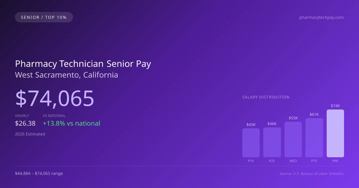 Pharmacy Technician Senior Salary in West Sacramento, CA — 2026 est., based on 2025 BLS