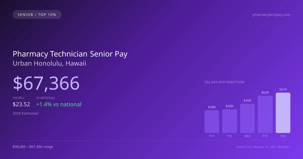 Pharmacy Technician Senior Salary in Urban Honolulu, HI — 2026 est., based on 2025 BLS