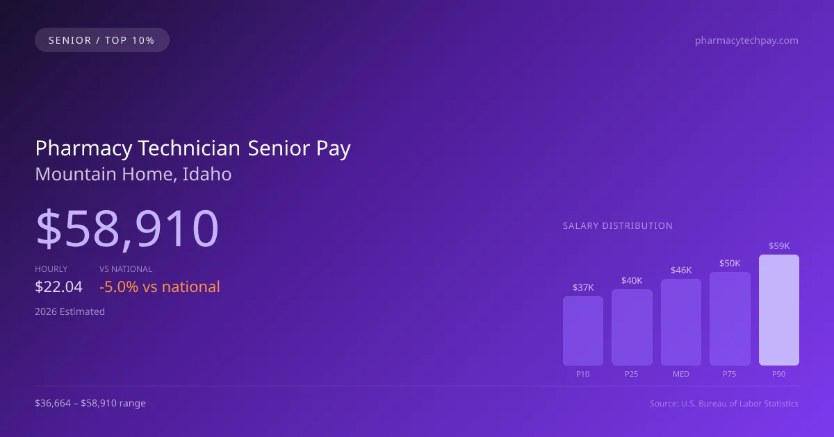 Pharmacy Technician Senior Salary in Mountain Home, ID — 2026 est., based on 2025 BLS