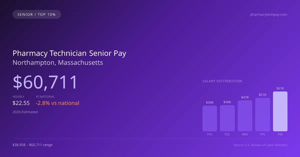 Pharmacy Technician Senior Salary in Northampton, MA — 2026 est., based on 2025 BLS