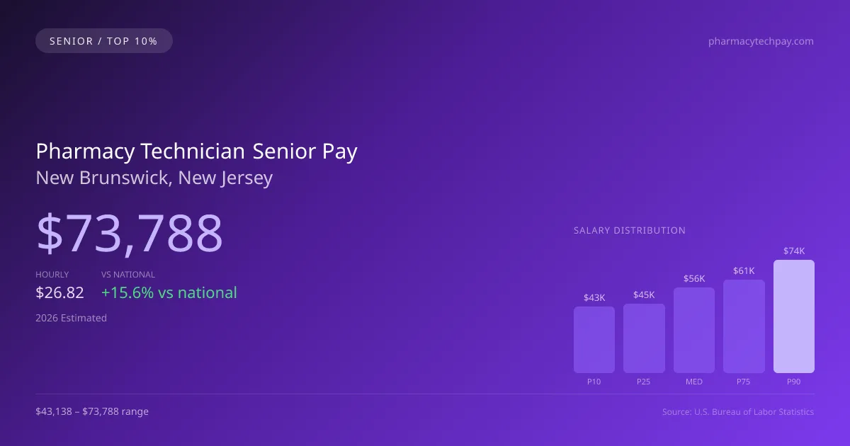 Pharmacy Technician Senior Salary in New Brunswick, NJ — 2026 est., based on 2025 BLS