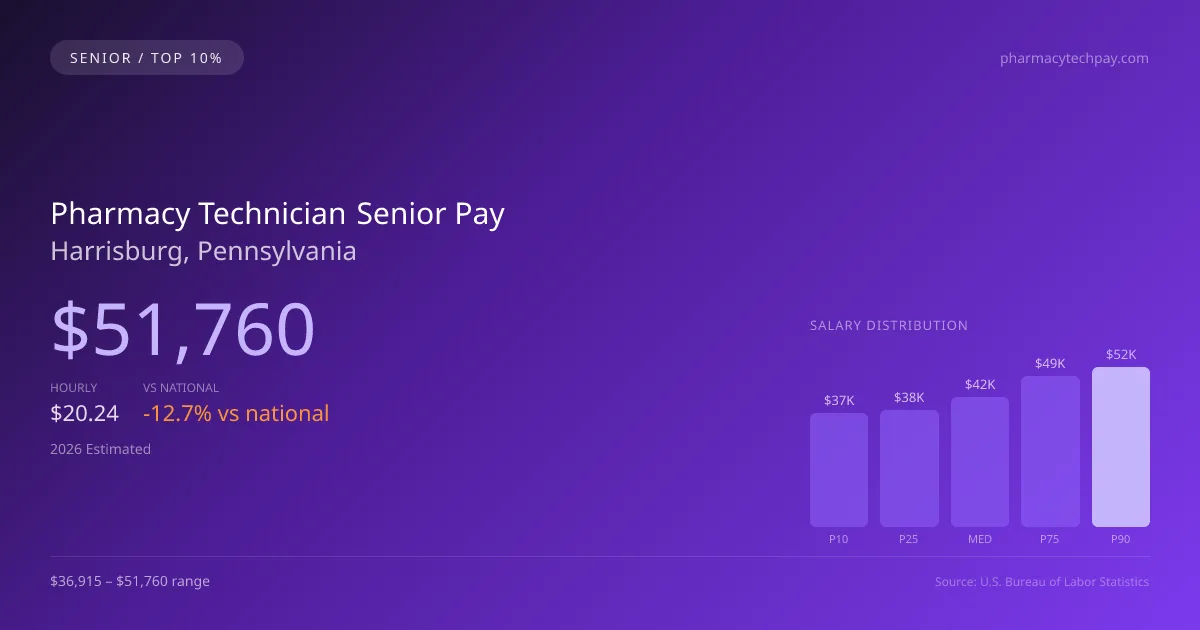 Pharmacy Technician Senior Salary in Harrisburg, PA — 2026 est., based on 2025 BLS