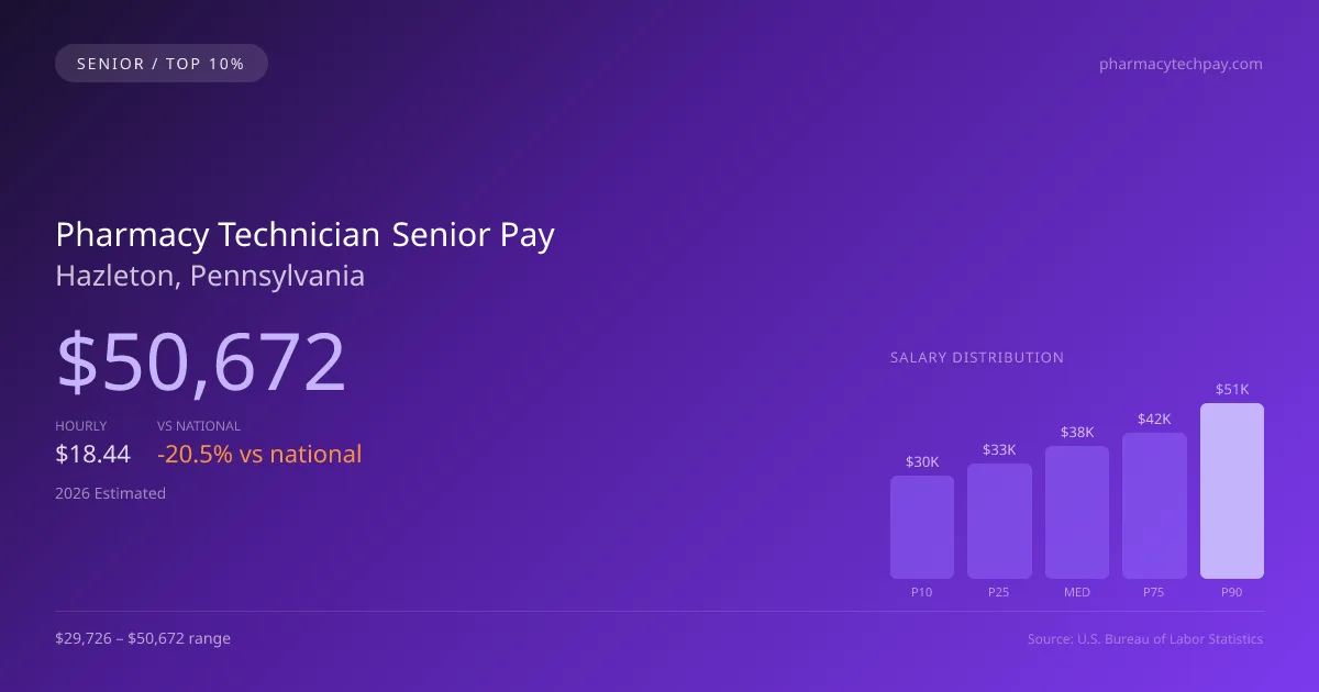 Pharmacy Technician Senior Salary in Hazleton, PA — 2026 est., based on 2025 BLS