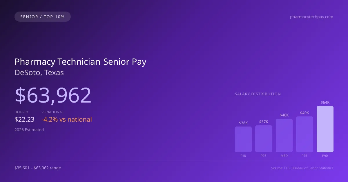 Pharmacy Technician Senior Salary in DeSoto, TX — 2026 est., based on 2025 BLS